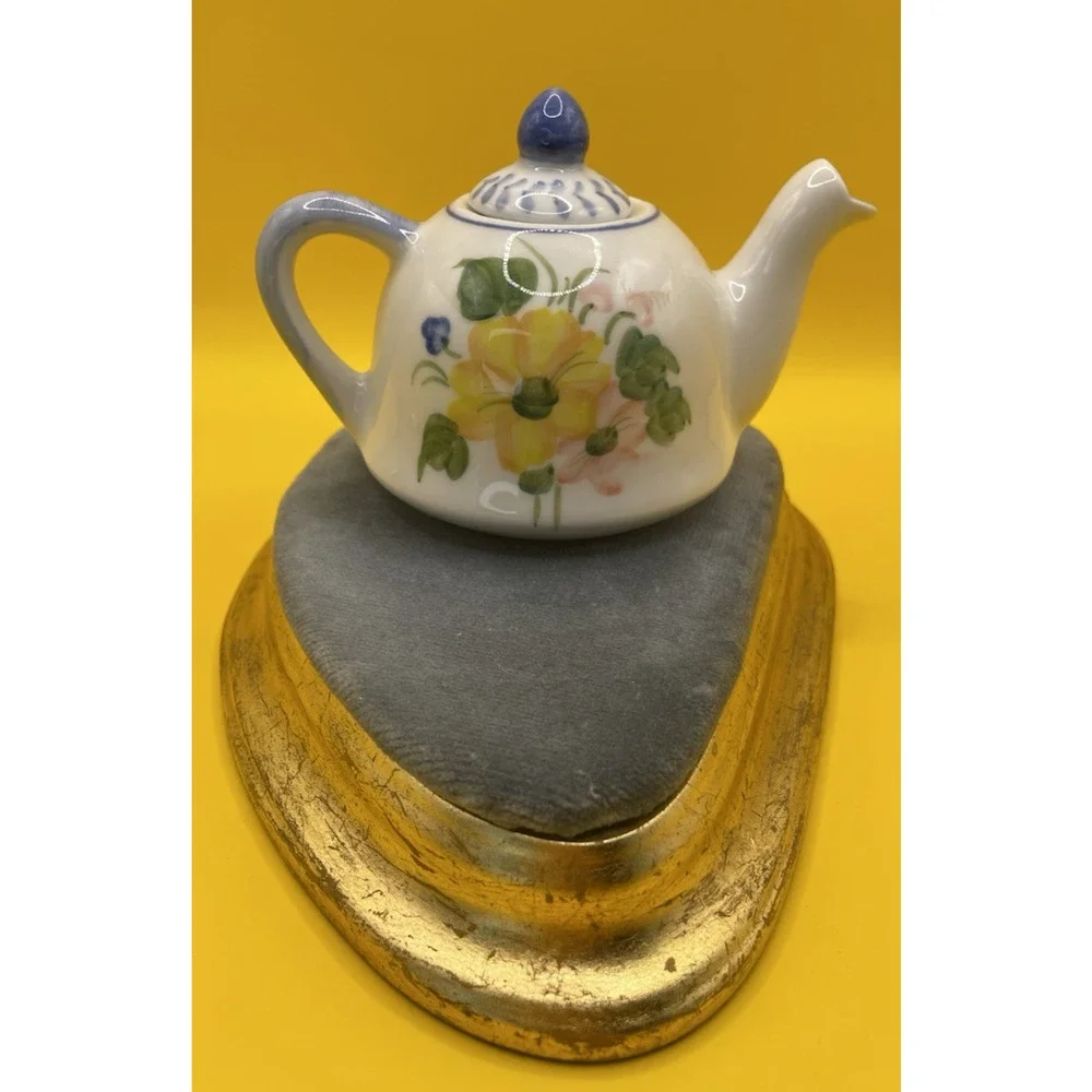 Miniature Hand painted Teapot Andrea By Sadek